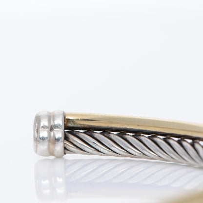 David Yurman Sterling Silver 18K Yellow Plated Gold 5mm Crossover Cuff 5 of 7