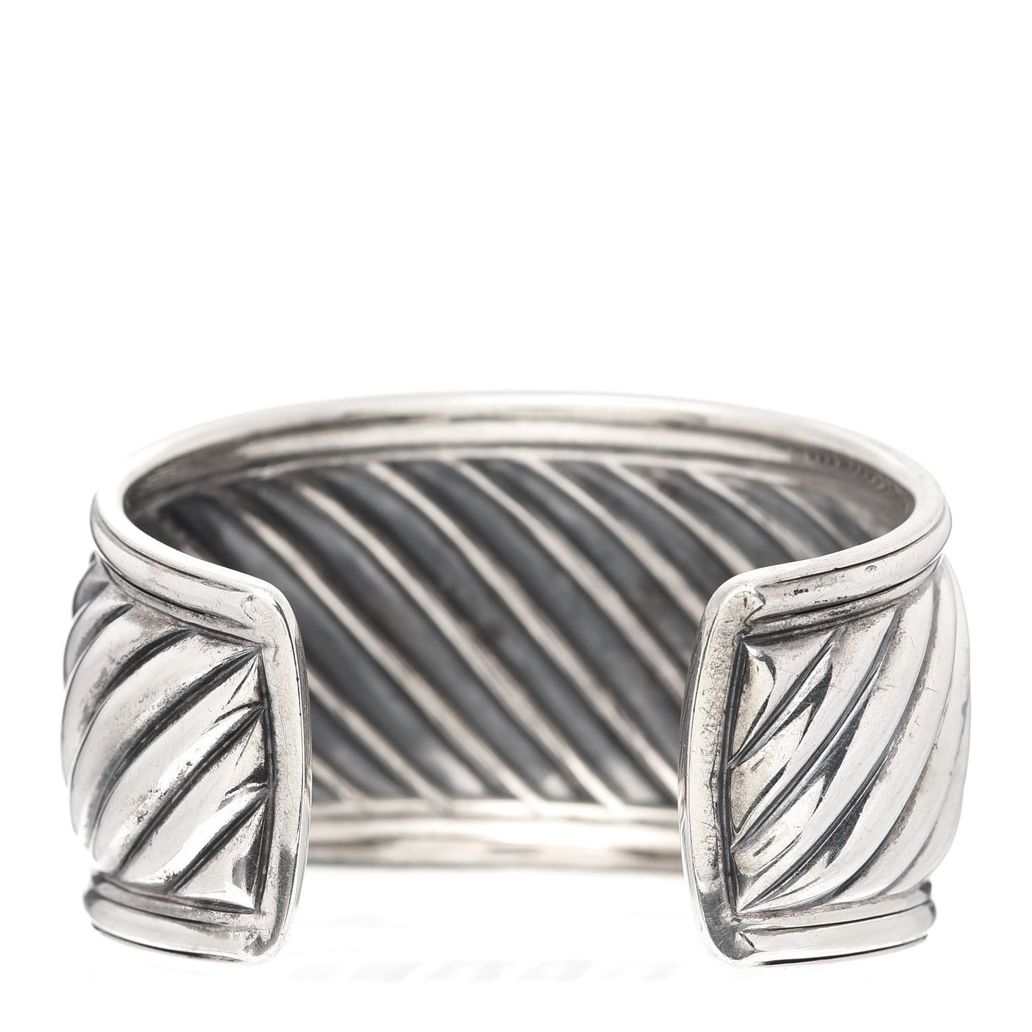 Sterling Silver Diamond 41mm Sculpted Cable Cuff Bracelet