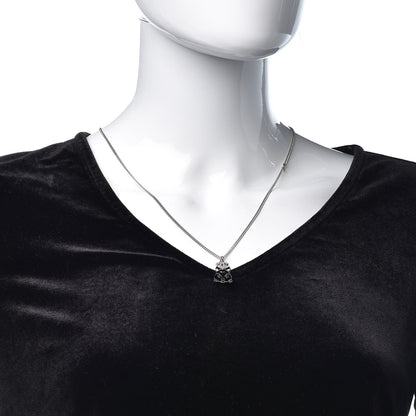 Chanel Crystal Emoji Choupette Cat Pendant Necklace Silver 2 of 4