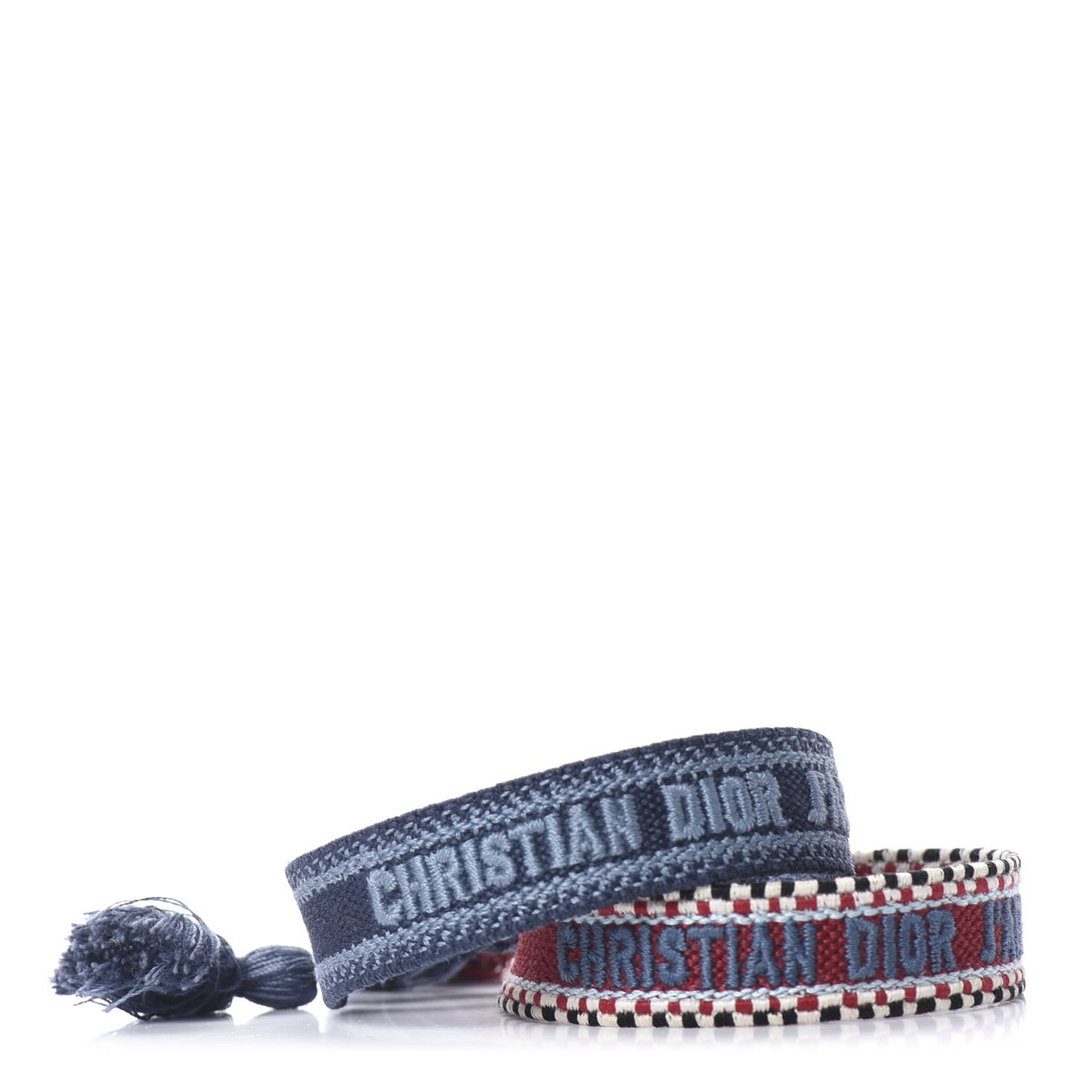 Woven Cotton J'Adior Friendship Bracelet Set Red Blue