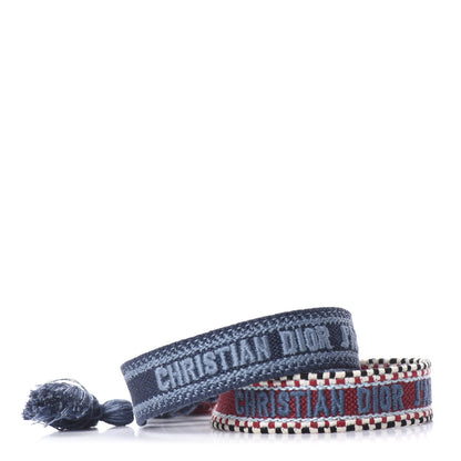 Christian Dior Woven Cotton J'Adior Friendship Bracelet Set Red Blue 1 of 5
