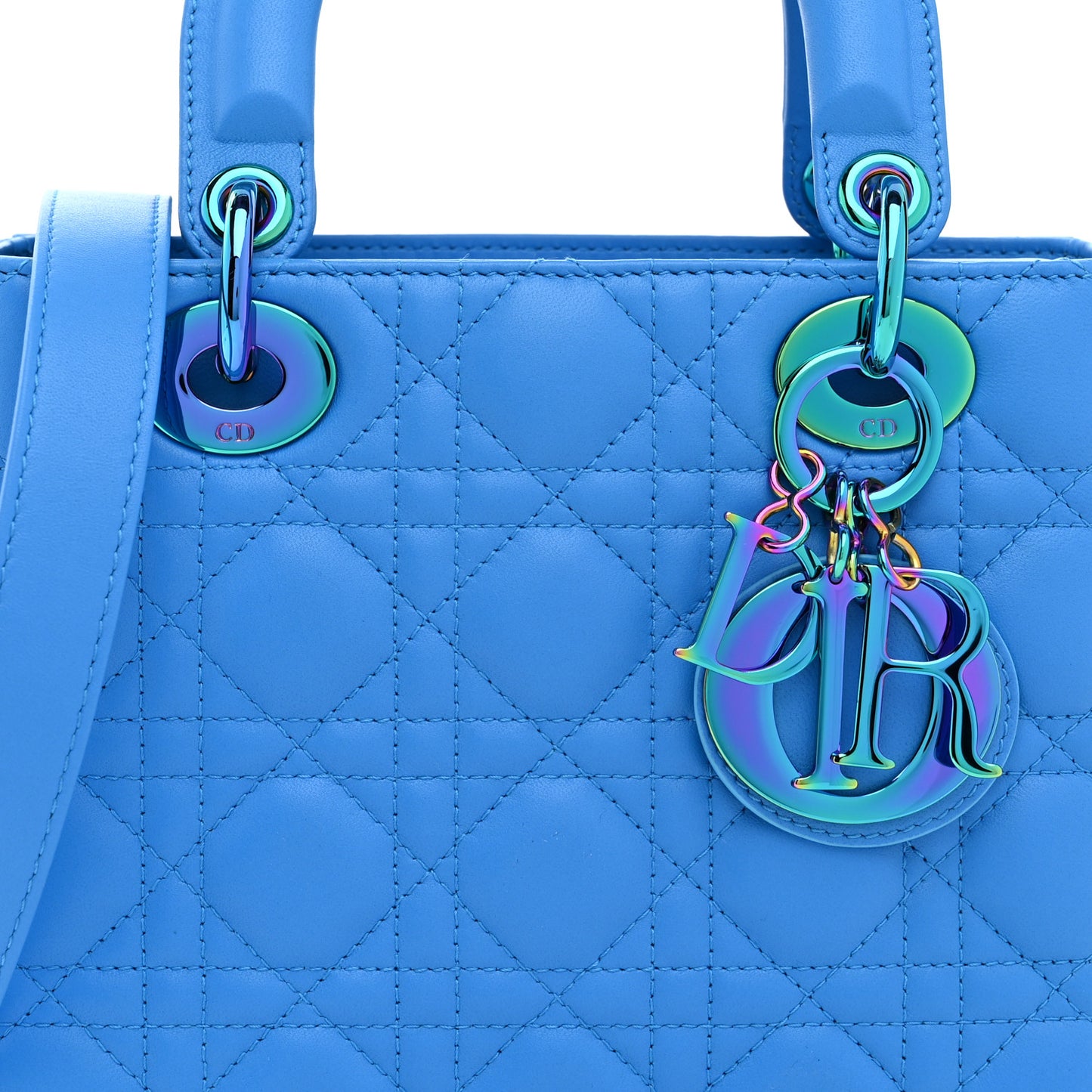 Lambskin Cannage Small Lady Dior Bright Blue