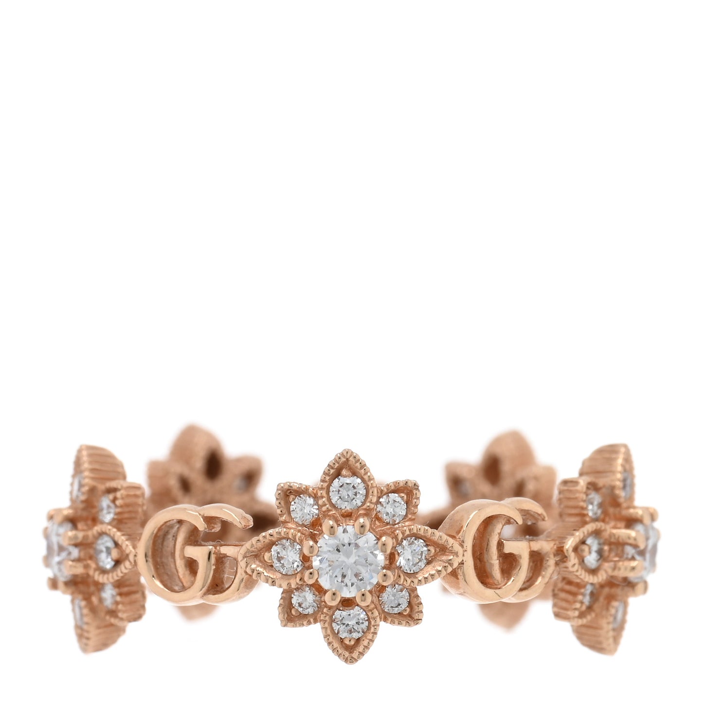 18K Rose Gold Diamond Flora Ring 50 5.25