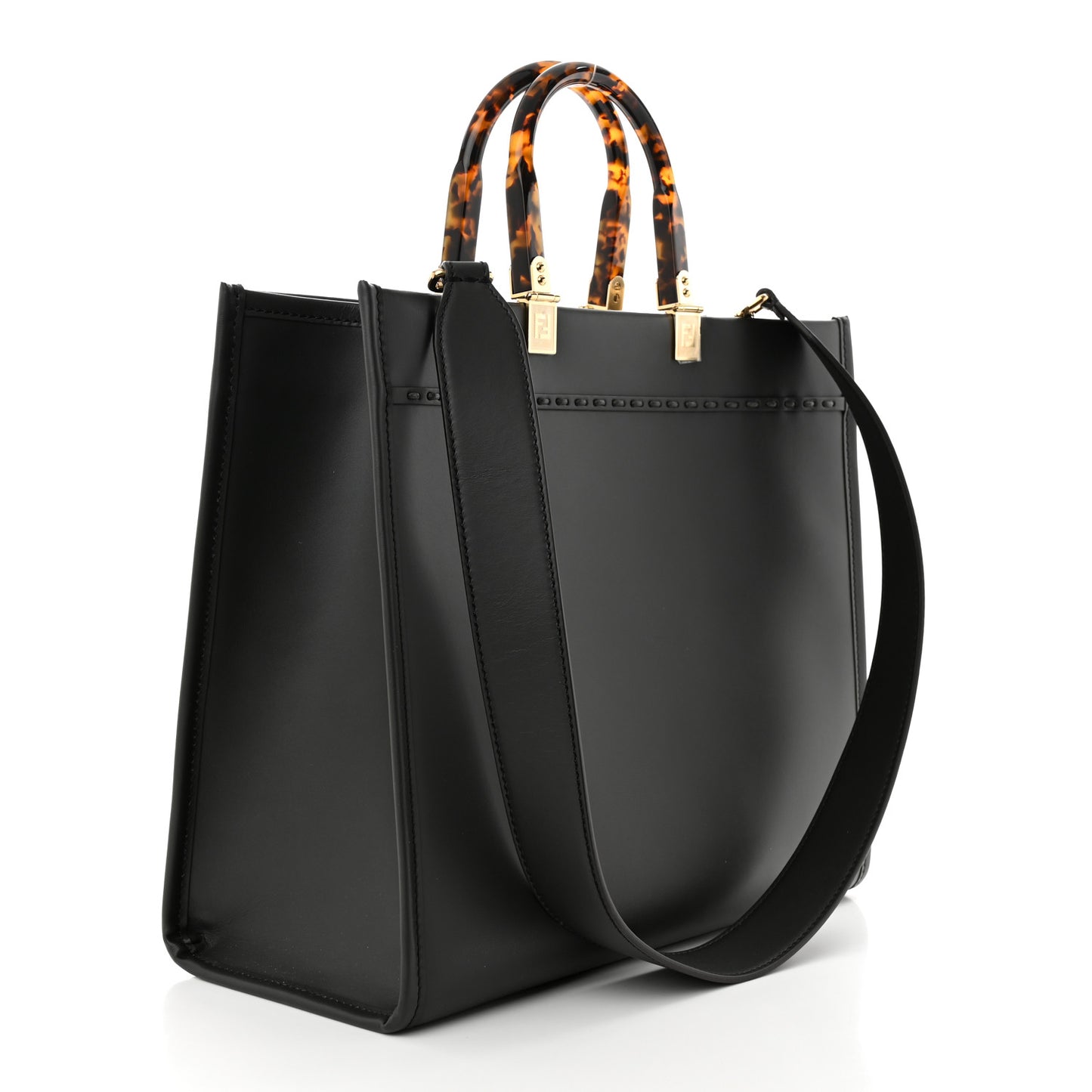 Vitello King Plexiglass Elaphe Python Print Logo Medium Fendi Sunshine Shopper Tote Dark Asphalt