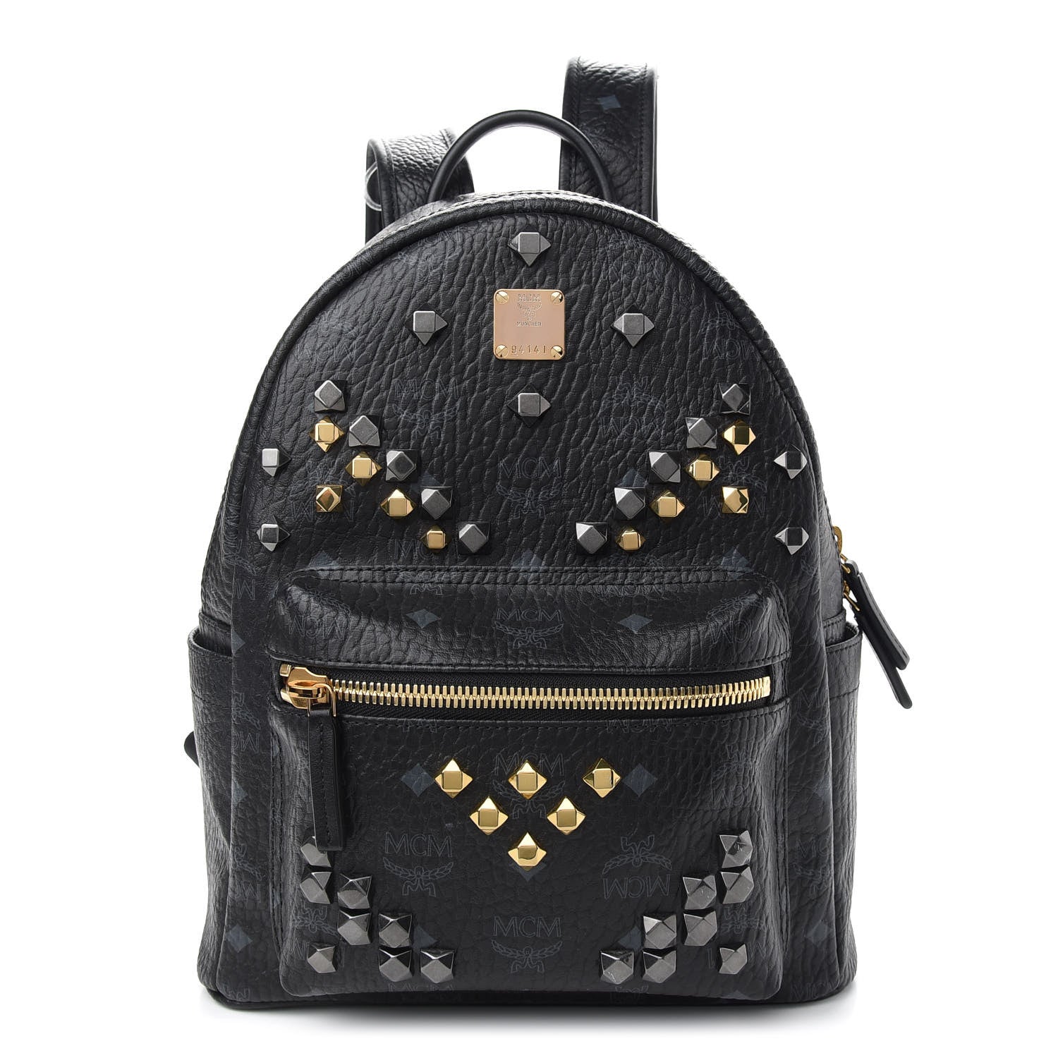 MCM Visetos Studded Small Stark M Backpack Black 1 of 7