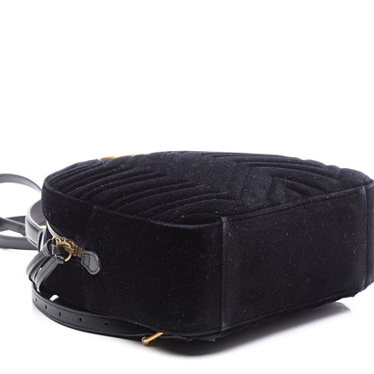 Gucci Velvet Matelasse GG Marmont Dome Backpack Black 8 of 10
