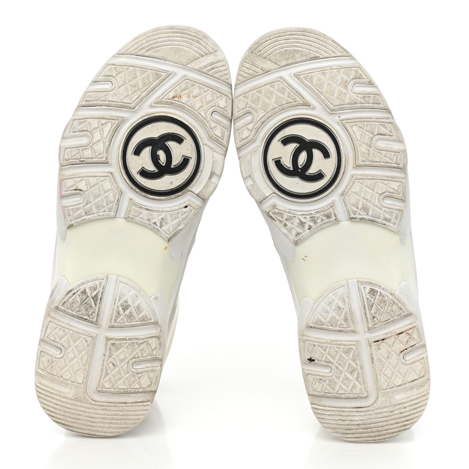 Chanel Suede Calfskin Lambskin High Top CC Sneakers 37 White Blue 5 of 14