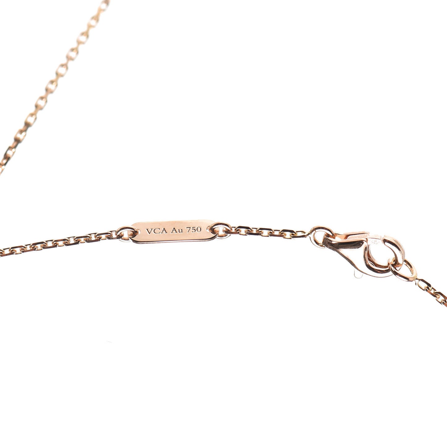 18K Rose Gold Diamond Grey Mother of Pearl Vintage Alhambra Pendant Necklace