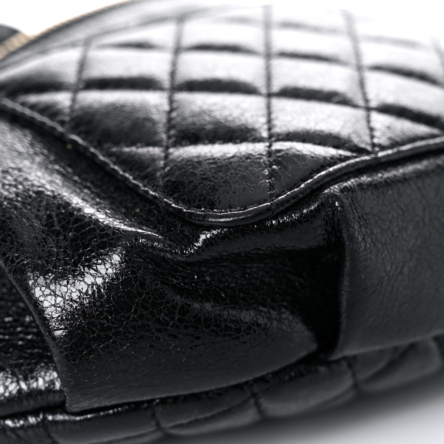 Chanel Crumpled Glazed Lambskin Quilted Waist Bag Fanny Pack Black 8 of 17