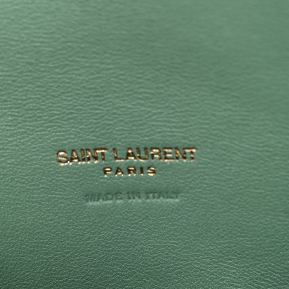 Saint Laurent Shearling Quilted Monogram Loulou Puffer Pouch Clutch Iced Mint 7 of 8