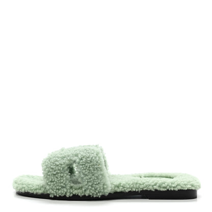 Hermes Woolskin Oran Sandals 36 Vert D'Eau 1 of 8