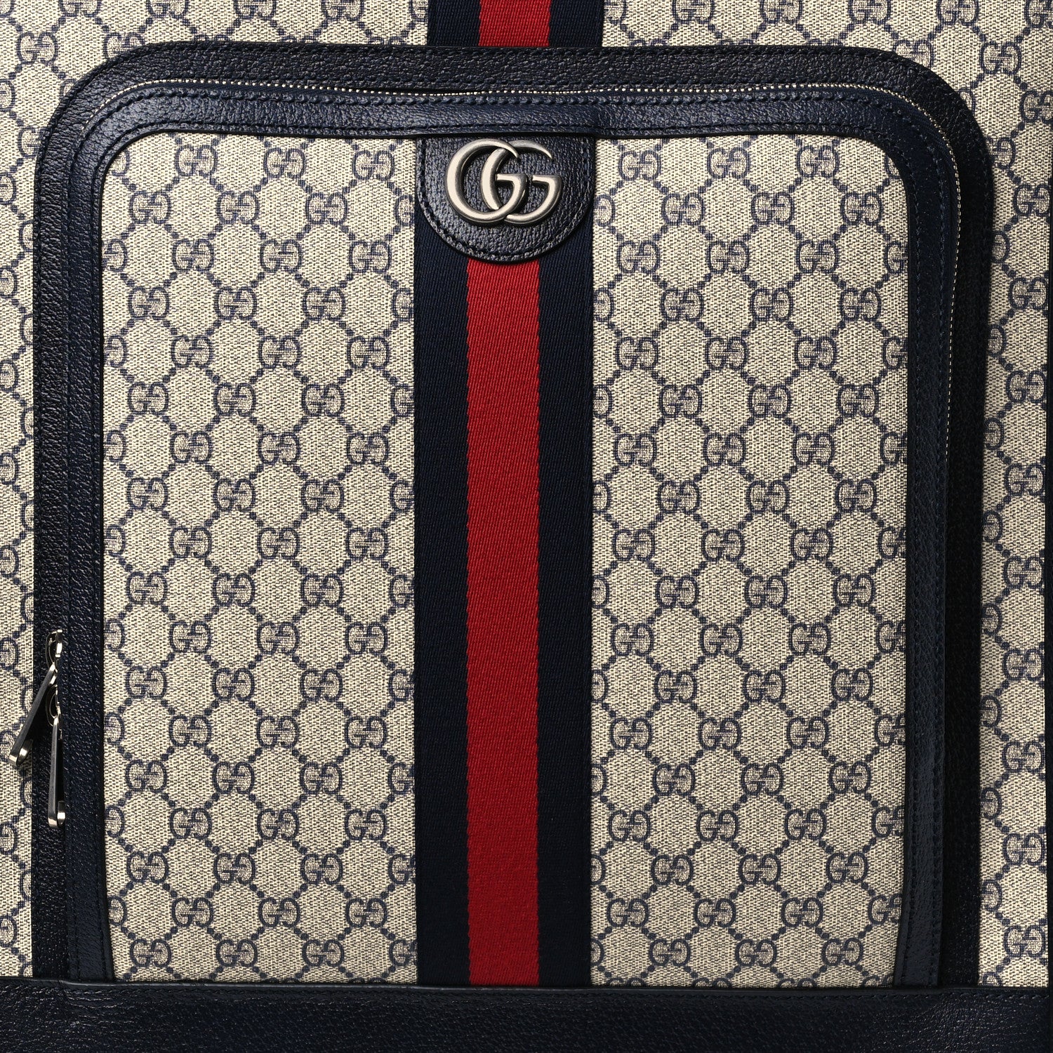 Gucci GG Supreme Monogram Textured Dollar Calfskin Web Savoy Cabin Plus Trolley Beige Blue 7 of 9