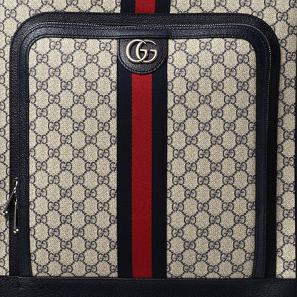 Gucci GG Supreme Monogram Textured Dollar Calfskin Web Savoy Cabin Plus Trolley Beige Blue 7 of 9