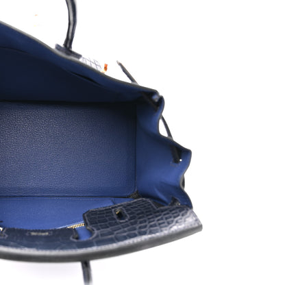 Hermes Taurillon Novillo Matte Alligator Birkin Touch 25 Bleu Saphir Bleu Marine 5 of 13