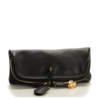 Alexander McQueen Grainy Calfskin Padlock Skull Clutch Black 1 of 7