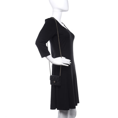 Chanel Caviar Quilted Flap Zip Card Holder On Chain Black 2 of 8
