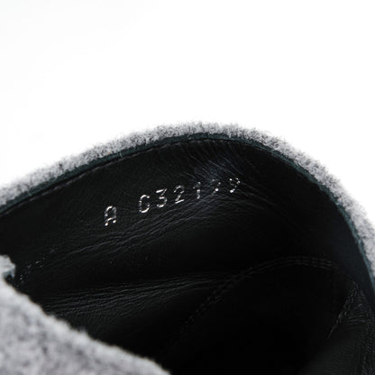 Chanel Tweed Suede Calfskin Chain Around Boots 38 Grey Black 7 of 9