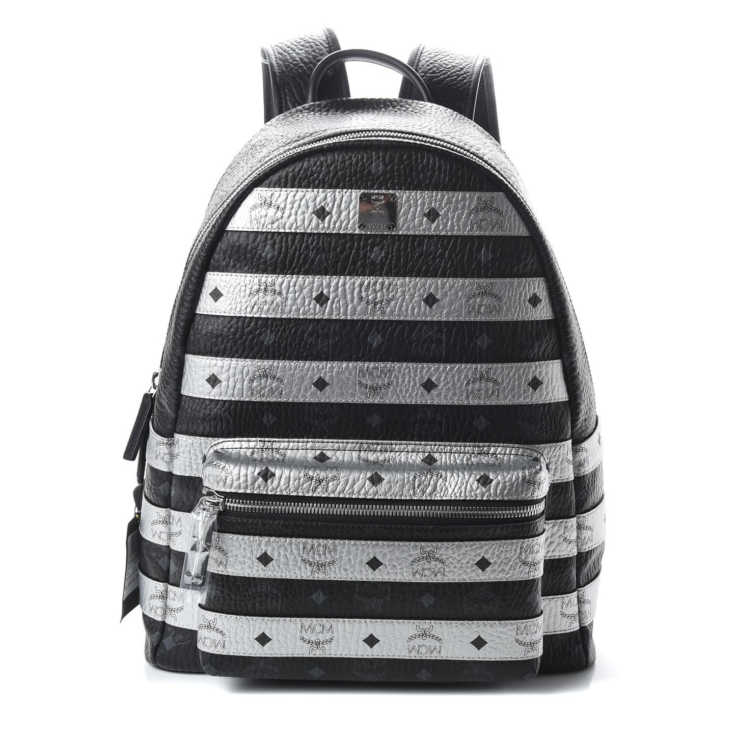 Metallic Visetos Striped Medium Stark Backpack Silver Black