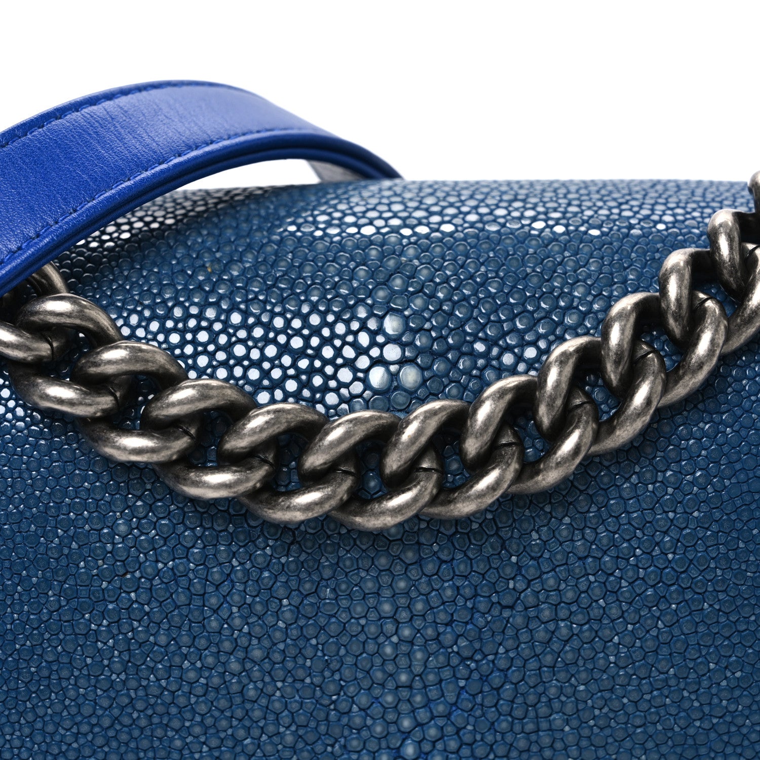 Chanel Galuchat Stingray Small Boy Flap Blue 8 of 10