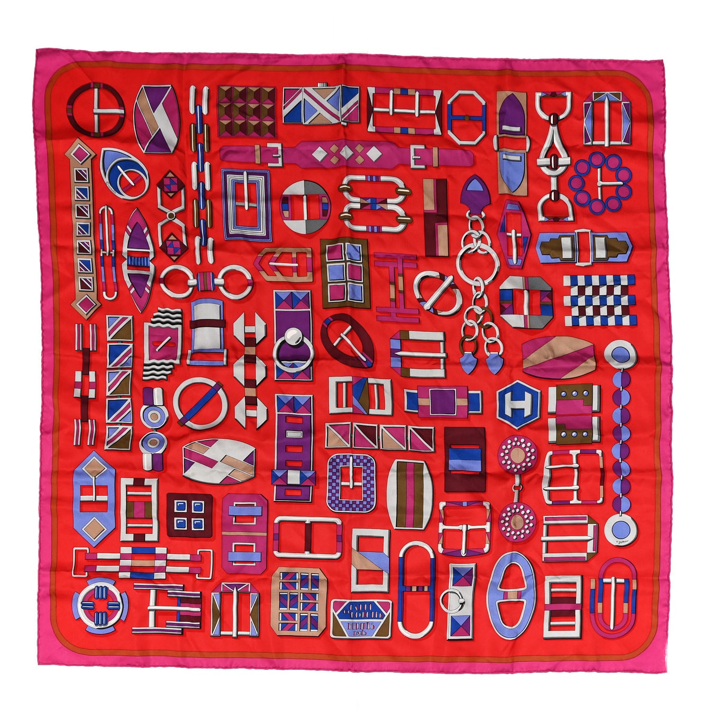 Silk Carre En Boucles Scarf 90 Rouge Fuchsia Violet