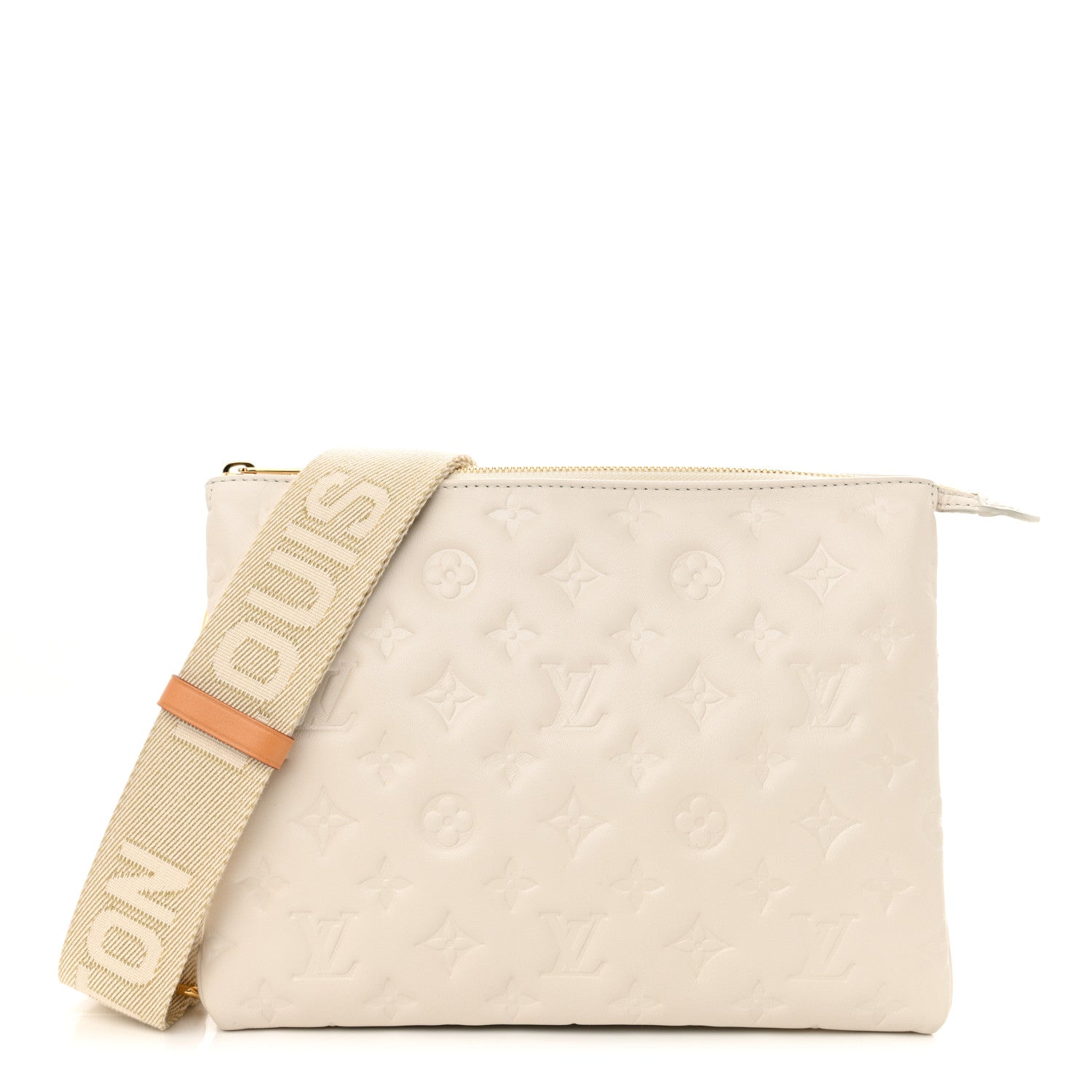 Louis Vuitton Lambskin Embossed Monogram Coussin PM Beige Cream 1 of 8