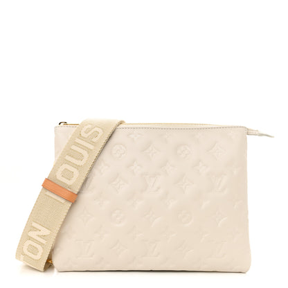 Louis Vuitton Lambskin Embossed Monogram Coussin PM Beige Cream 1 of 8