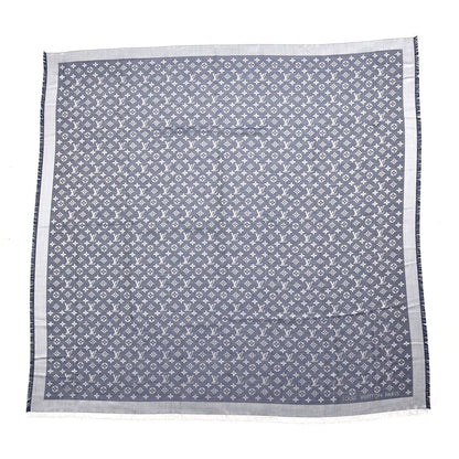 Louis Vuitton Wool Silk Monogram Denim Shawl Blue 1 of 4