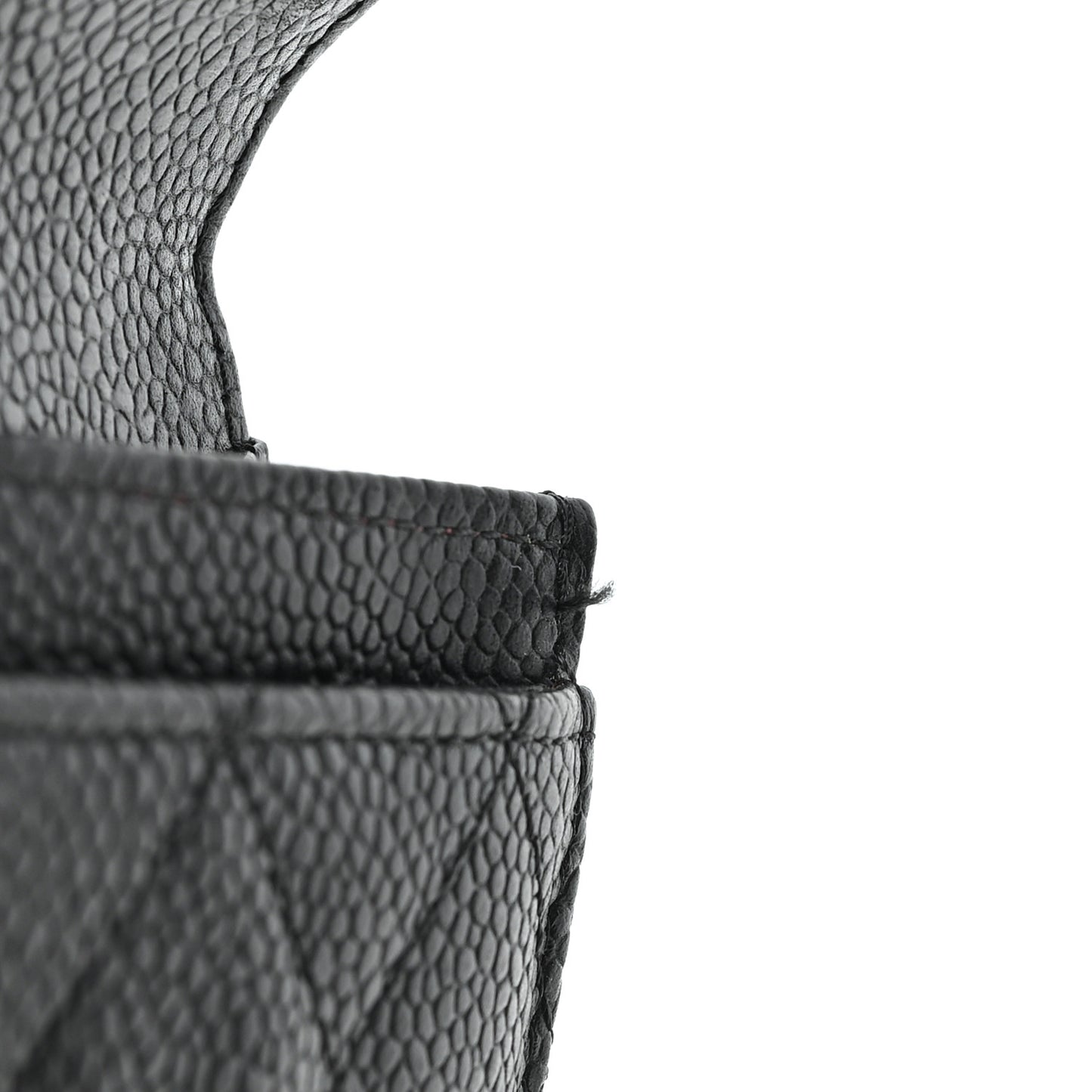 Caviar Quilted Flap Card Holder Wallet Black