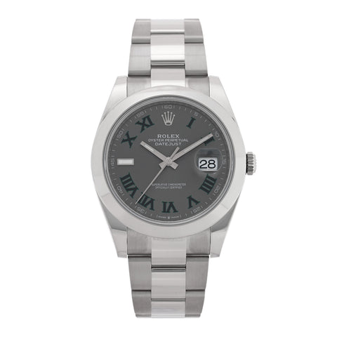 Stainless Steel 41mm Oyster Perpetual Wimbledon Datejust Watch Slate 126300