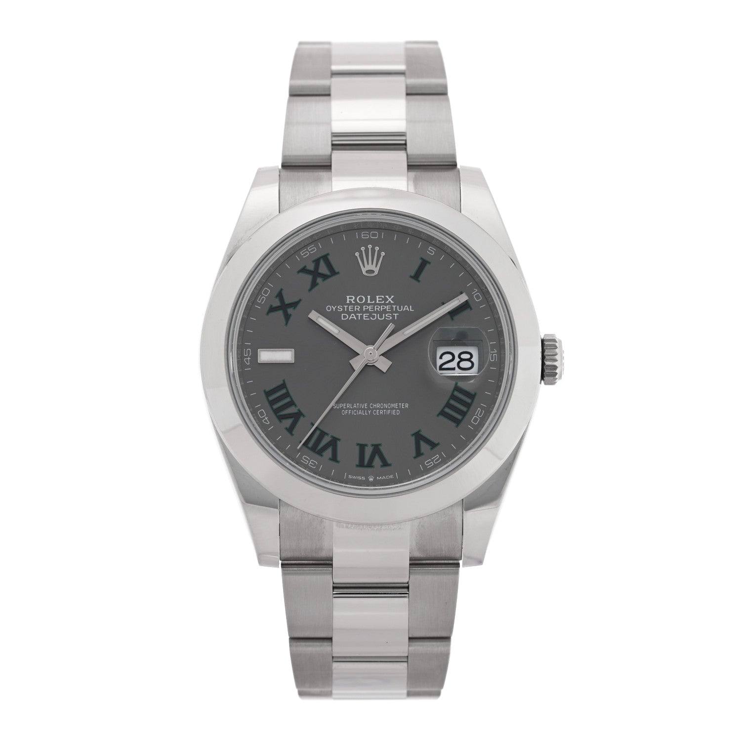 Rolex Stainless Steel 41mm Oyster Perpetual Wimbledon Datejust Watch Slate 126300 1 of 5