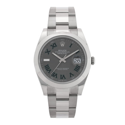 Rolex Stainless Steel 41mm Oyster Perpetual Wimbledon Datejust Watch Slate 126300 1 of 5