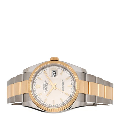 Rolex Stainless Steel 18K Yellow Gold 36mm Oyster Perpetual Datejust Watch Silver 116233 2 of 5