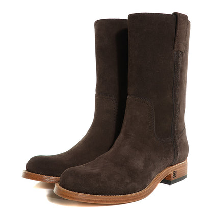 Chanel Suede Logo Boots 37.5 Brown 3 of 8