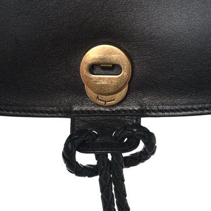 Salvatore Ferragamo Calfskin Whipstitch Kamelia Shoulder Bag Black 8 of 14