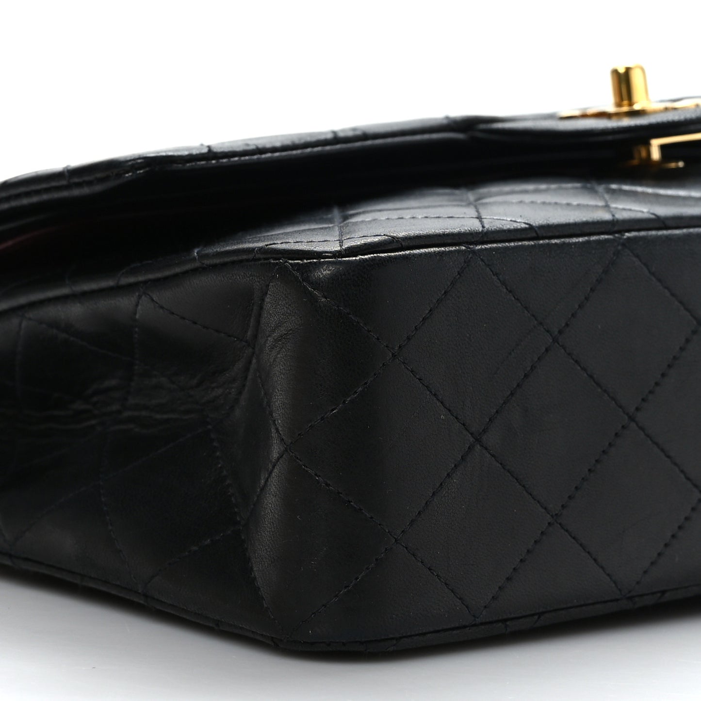 Lambskin Quilted Medium Double Flap Black