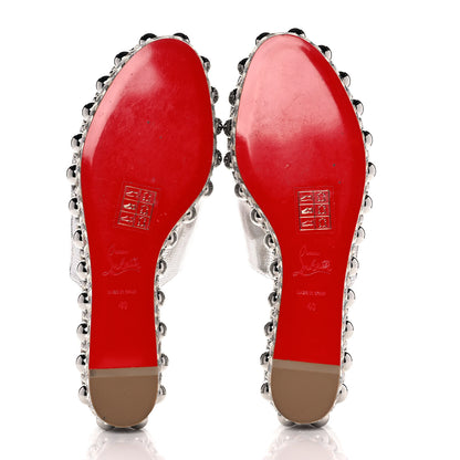 Christian Louboutin Laminato Lizard Embossed Janibasse 60 Mules 40 Latte Silver 5 of 8