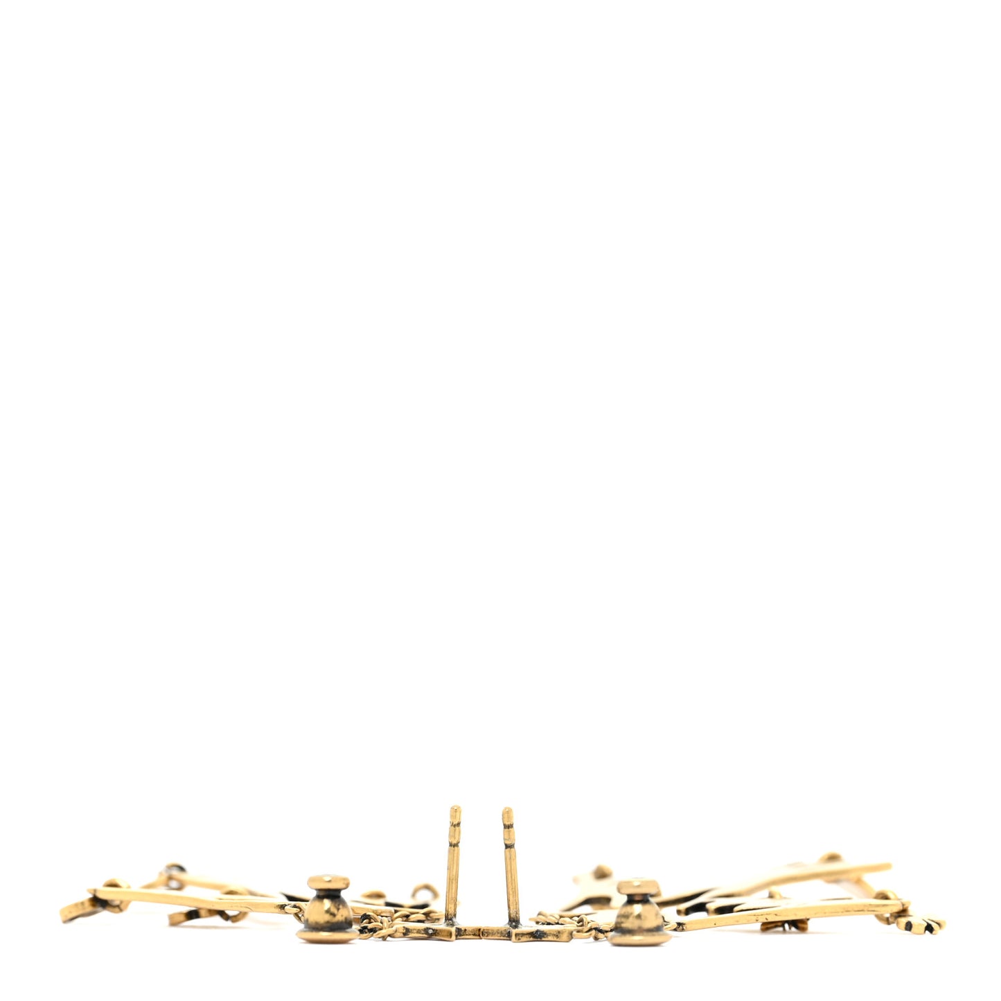 Metal Bird Drop Earrings Aged Gold