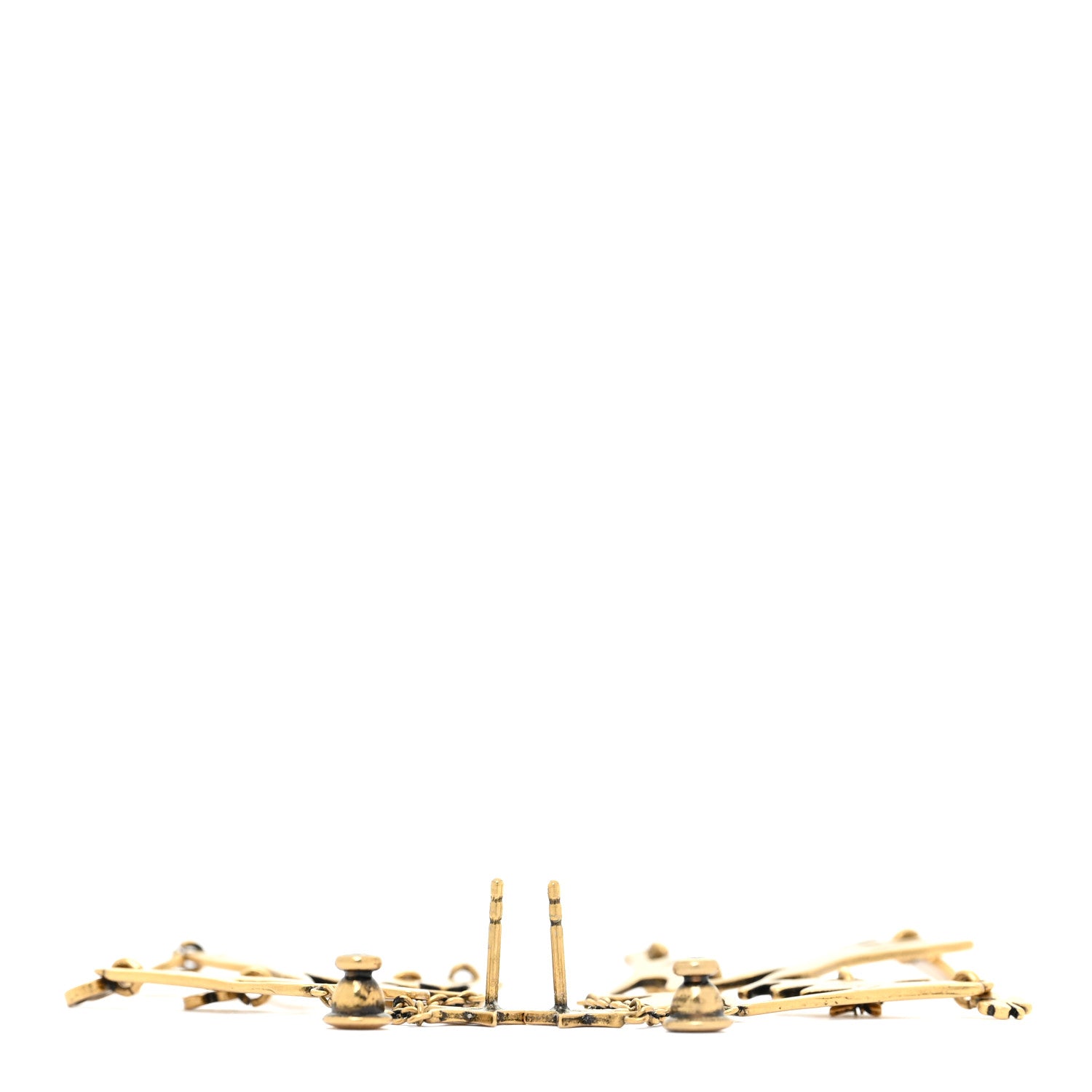 Christian Dior Metal Bird Drop Earrings Aged Gold 4 of 7