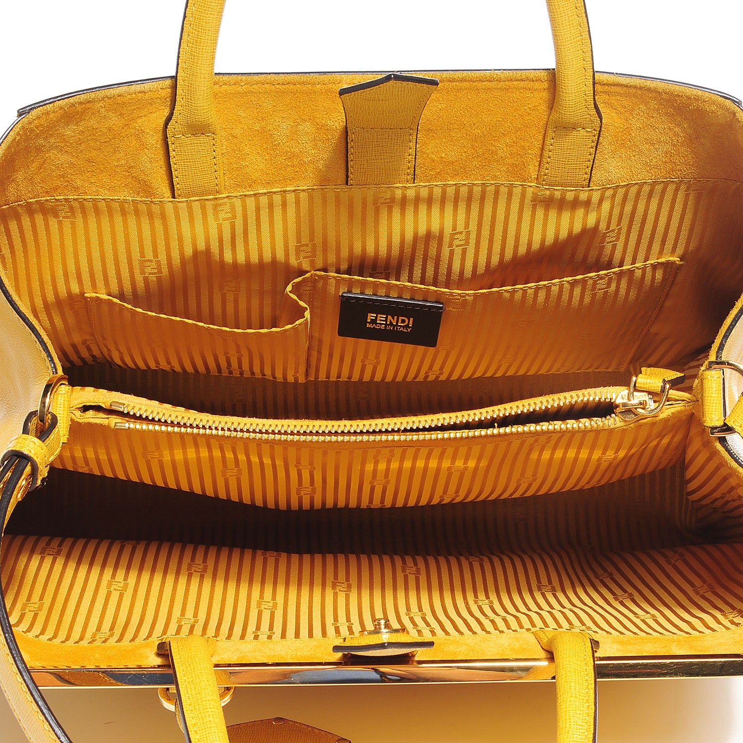 Fendi Vitello Elite Regular 2Jours Tote Yellow Chantilly 8 of 12