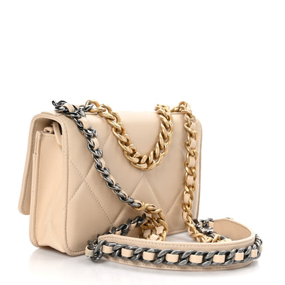 Chanel Goatskin Quilted Chanel 19 Wallet On Chain WOC Beige 3 of 10
