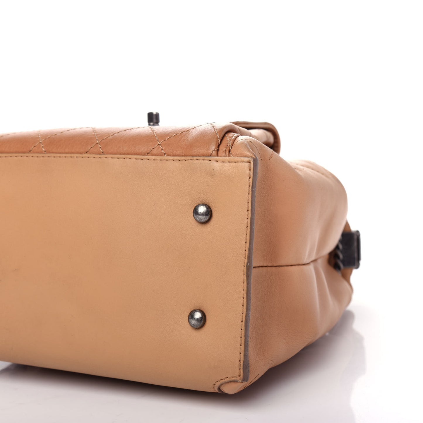 Calfskin Stitched Medium Urban Luxury Drawstring Backpack Beige