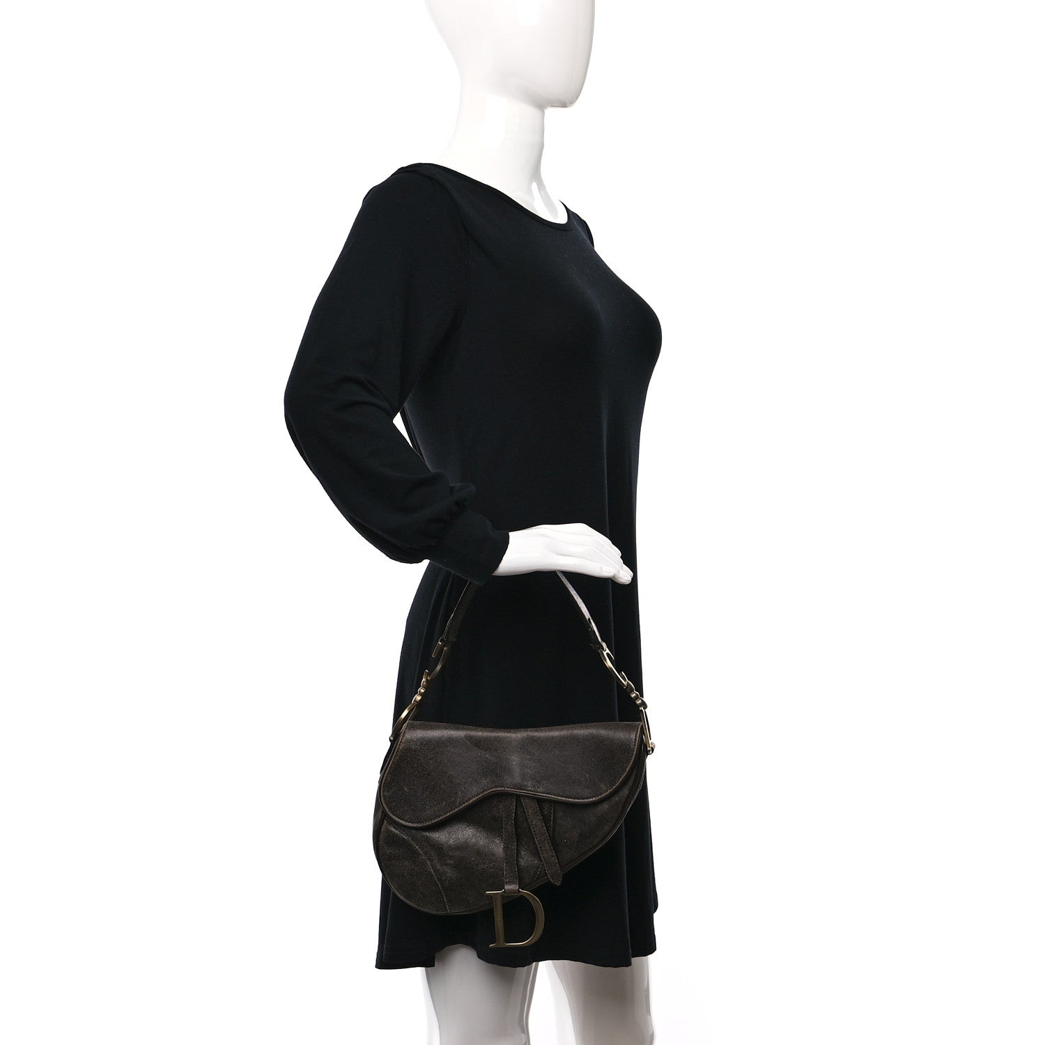 Christian Dior Distressed Calfskin Saddle Bag Brown 2 of 10