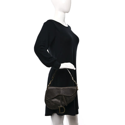 Christian Dior Distressed Calfskin Saddle Bag Brown 2 of 10