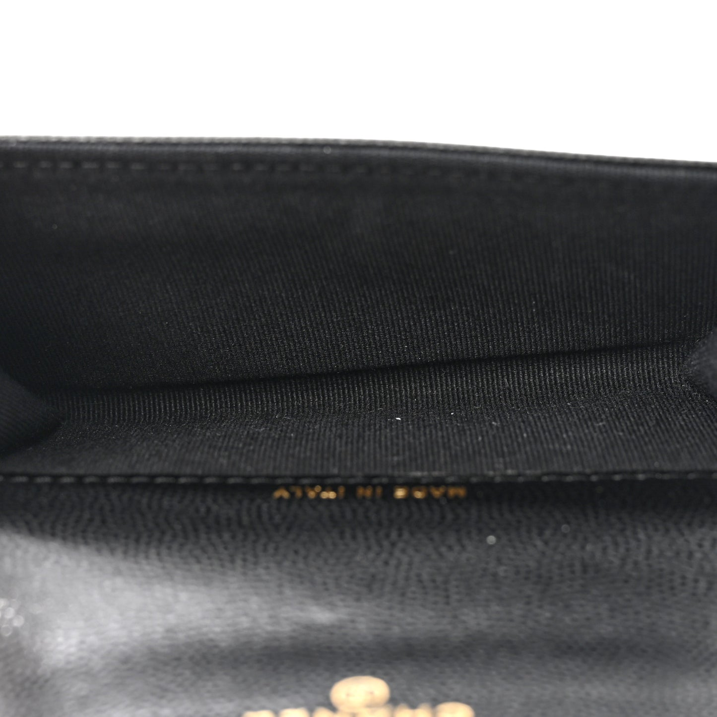 Caviar Quilted Crystal CC Flap Card Holder Black