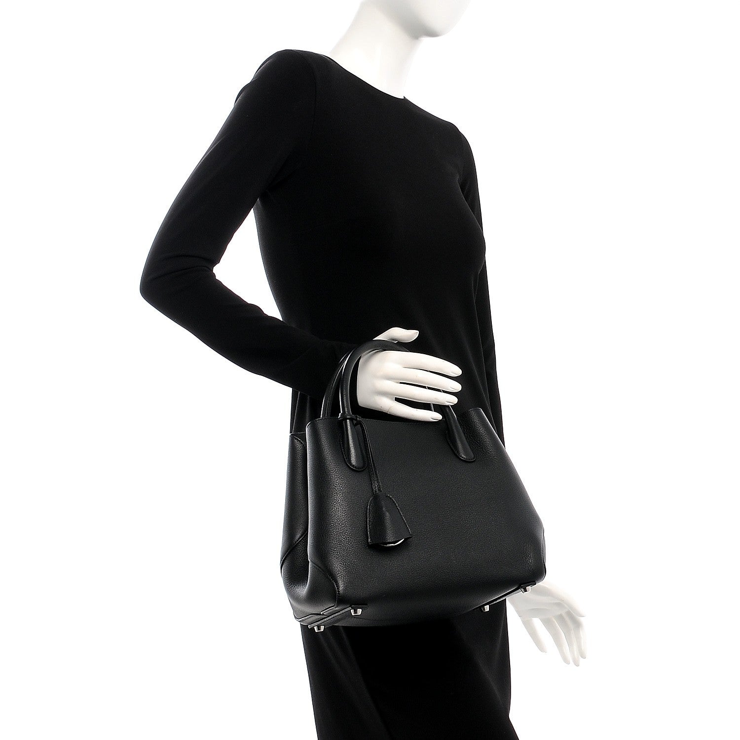 Christian Dior Supple Grained Calfskin Medium Open Bar Tote Black 3 of 8