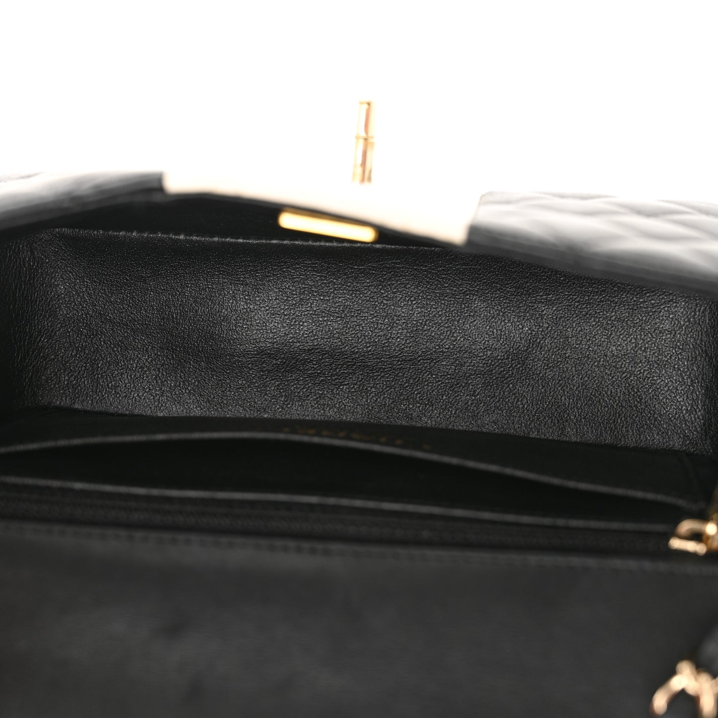 Lambskin Quilted Mini Rectangular Flap Black White