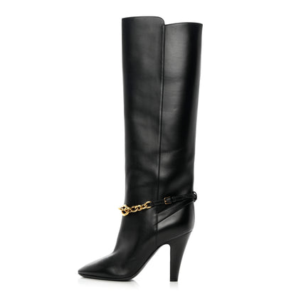 Saint Laurent Smooth Calfskin Le Maillon 95 Boots 38 Black 1 of 8