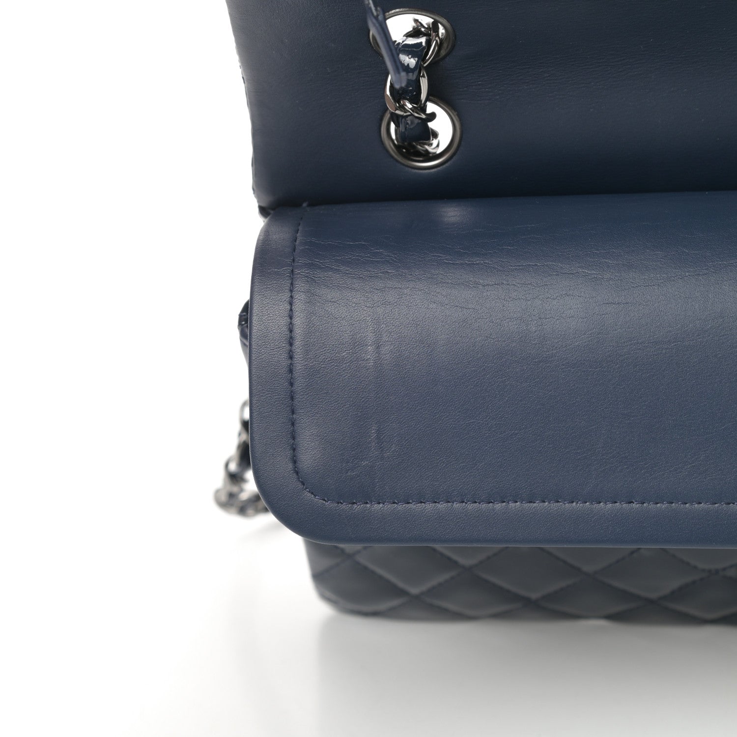 Chanel Patent Quilted Medium Double Flap Navy 11 of 12