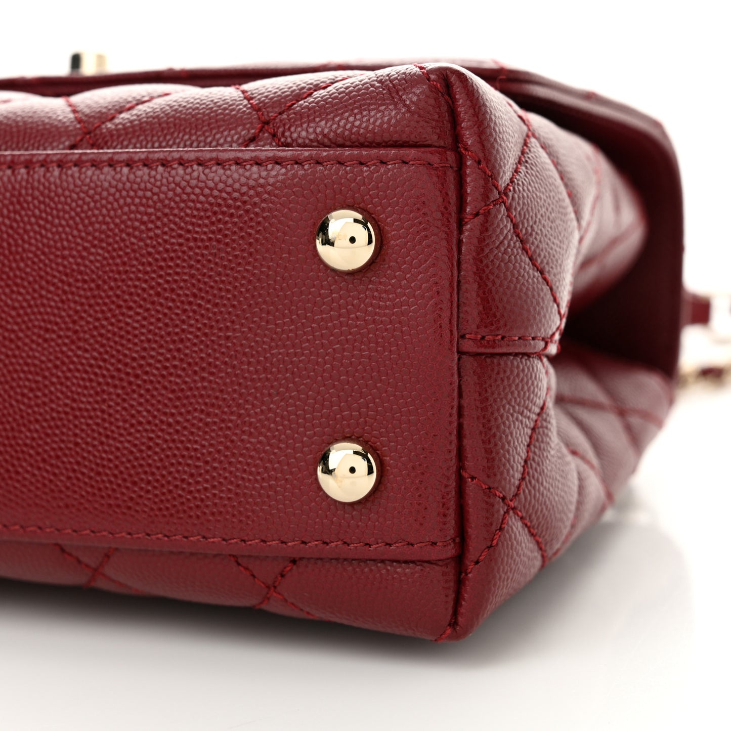 Caviar Lizard Embossed Quilted Mini Coco Handle Flap Burgundy