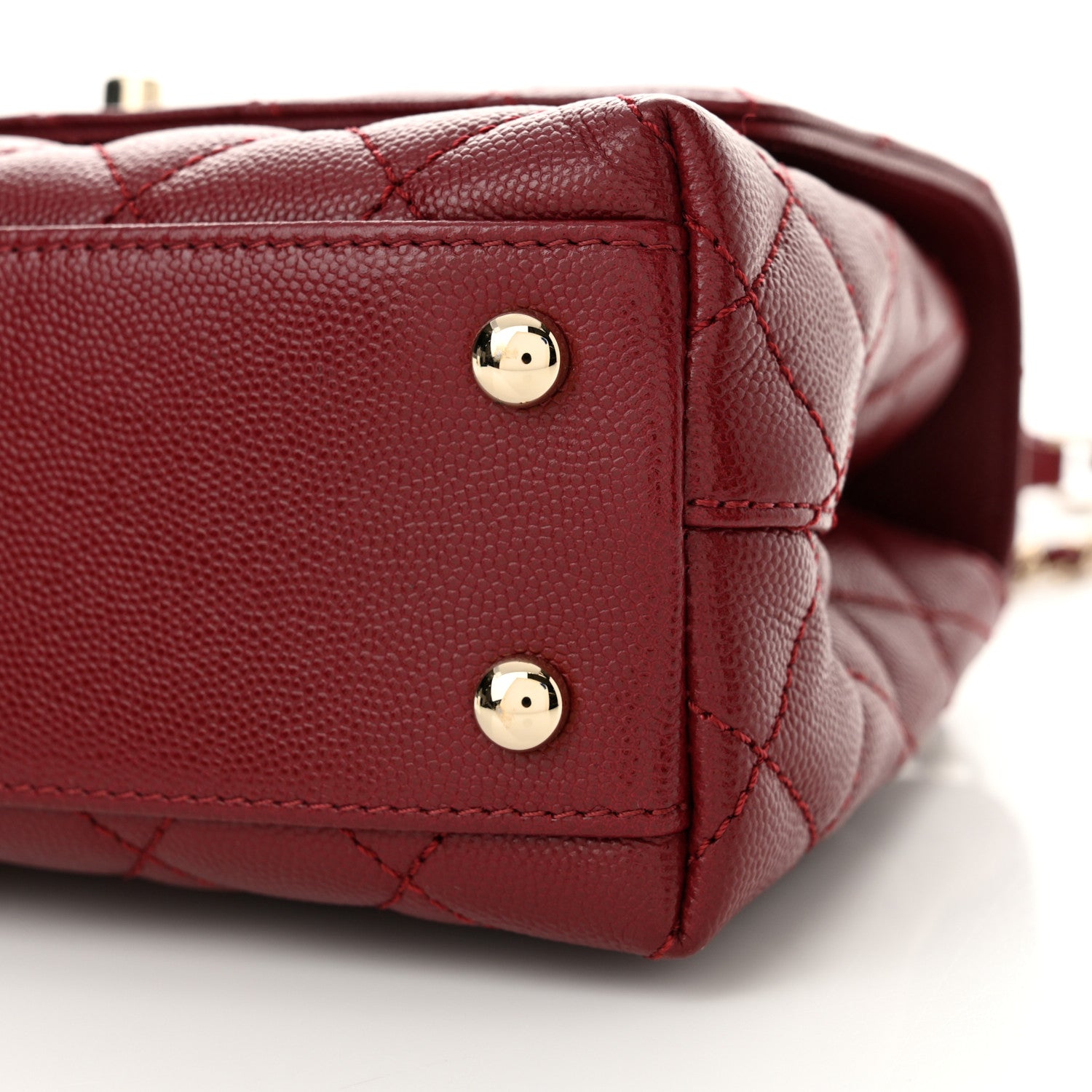 Chanel Caviar Lizard Embossed Quilted Mini Coco Handle Flap Burgundy 10 of 10